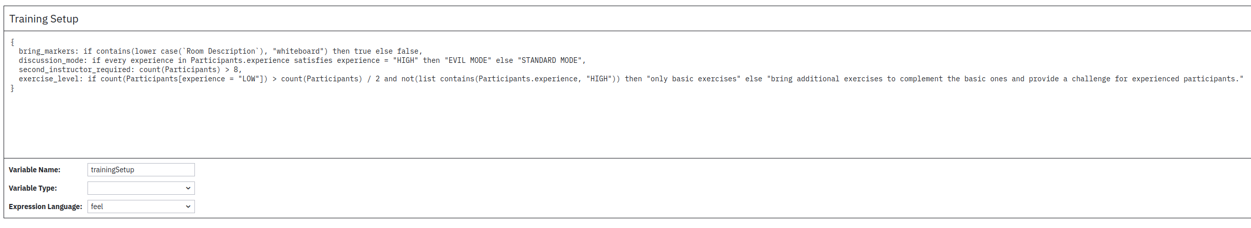 training setup expression